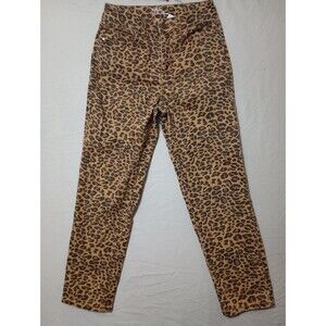 Time and Tru Pants Womens 4 Brown Straight Leg High Rise Jeans Leopard Print